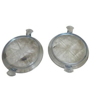 Fire King Sapphire Blue Philbe Trivets Depression Glass 1941-1956 Set of 2 EUC